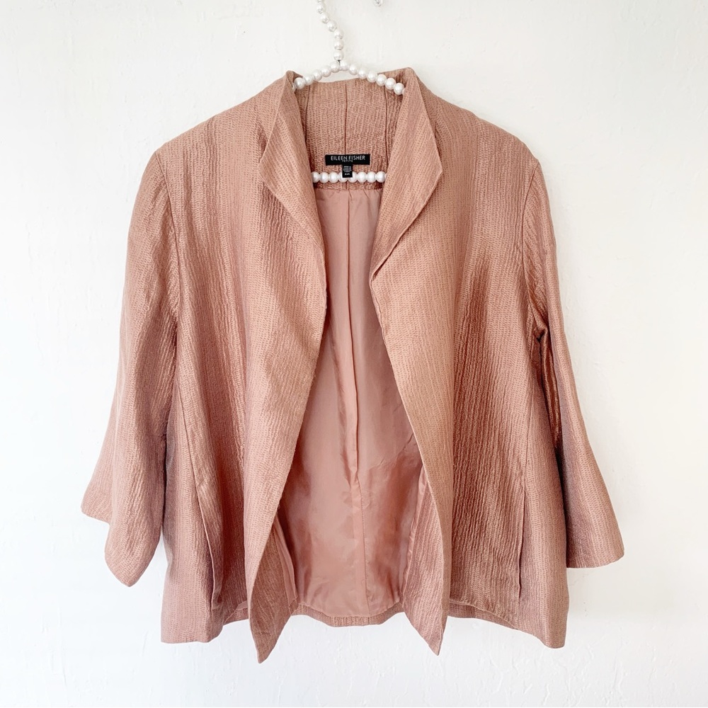 Eileen Fisher Kantha Silk Jacquard Jacket In Blush Pink
